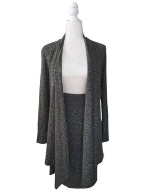 EXPRESS 2-Piece Ribbed Knit Set Open Front Cardigan & Pull-On Skirt Matching Set